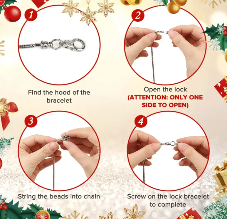 24 Pcs DIY Christmas Advent Calendar Bracelets Set