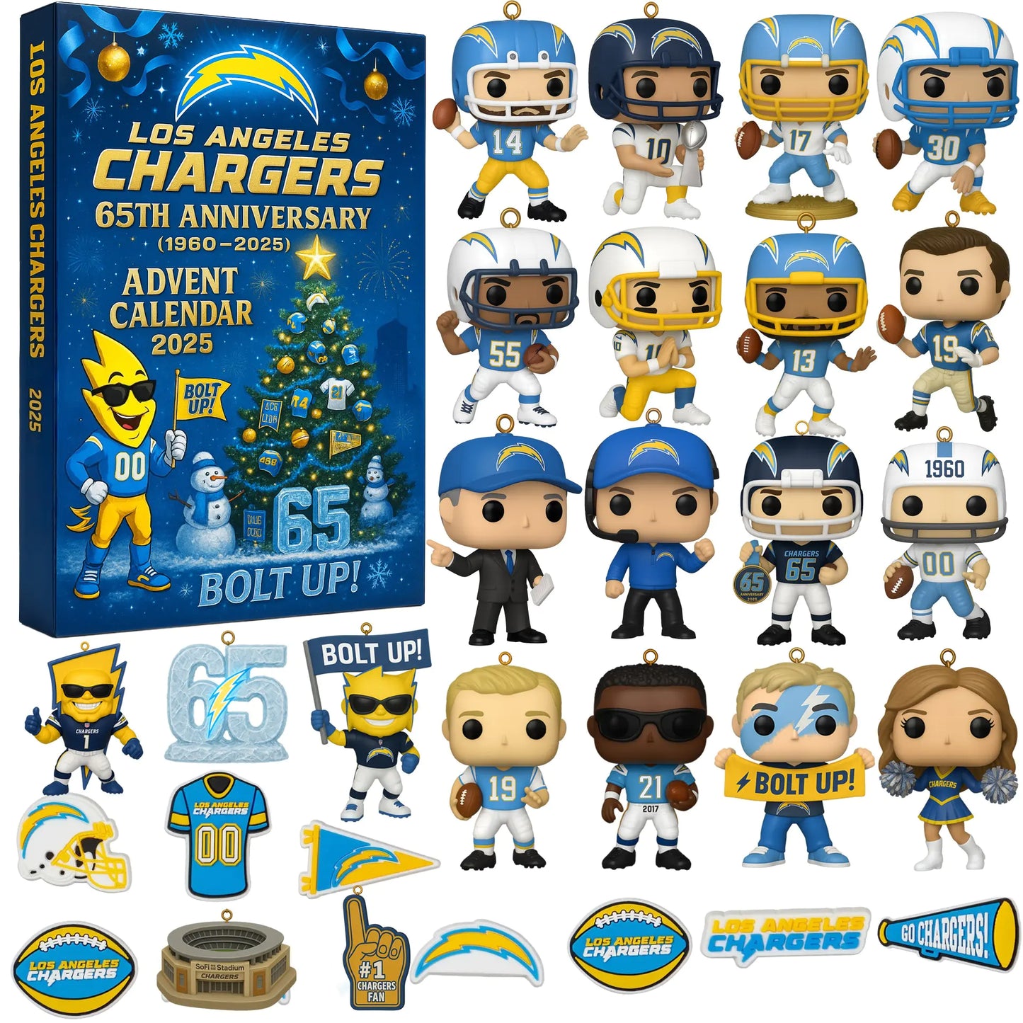 🏈NFL Team🎁Los Angeles Chargers 65th Anniversary Advent Calendar 2025